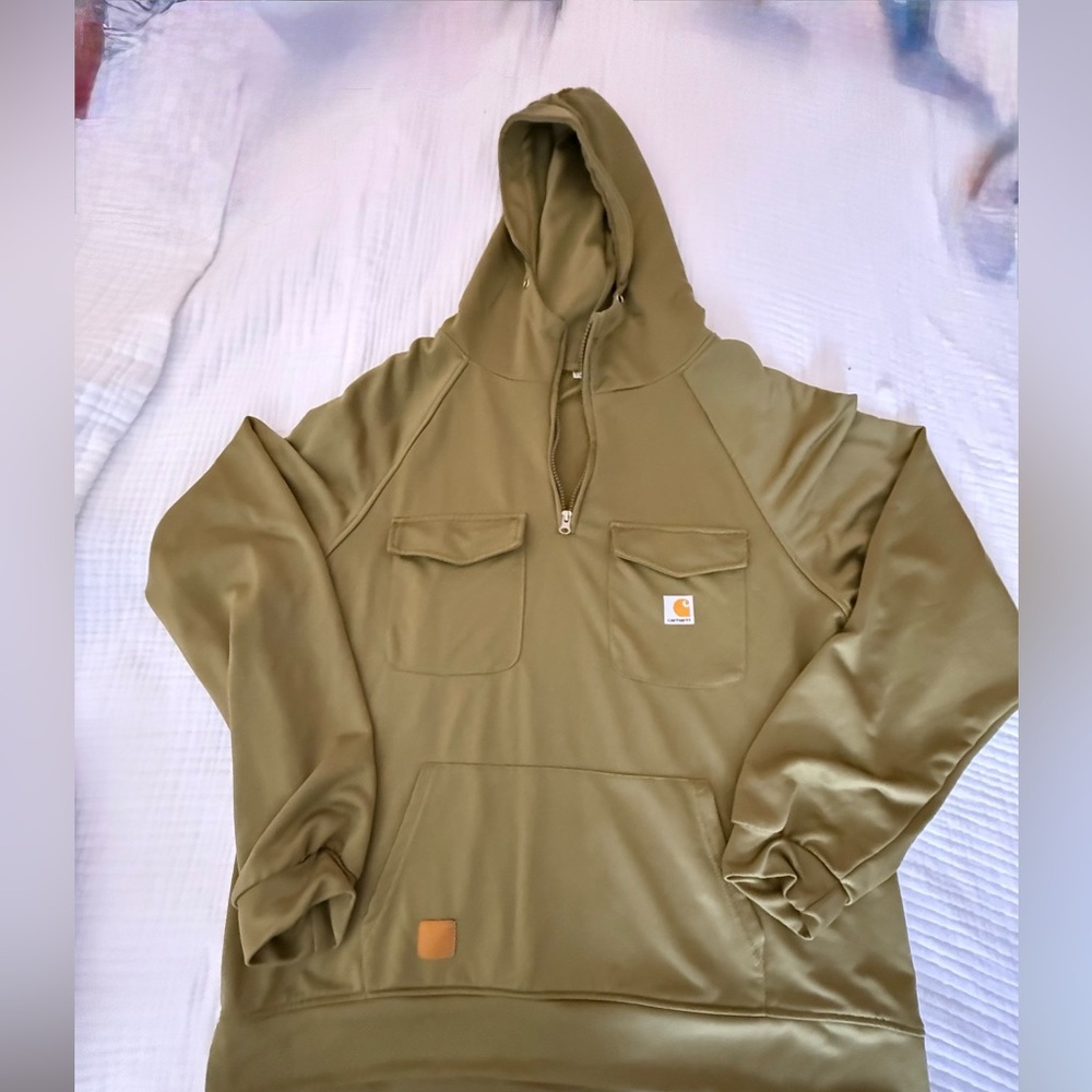 Carhartt Men's Olive Green 1/2 zip Hoodie
